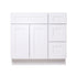 Mueble de baño blanco de 36 pulgadas con lavabo individual y cajones a la derecha