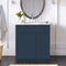 Mueble de baño de 30 pulgadas con lavabo individual en color azul marino y cajones a la derecha