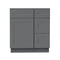 Mueble de baño gris Shaker de 30 pulgadas con lavabo individual y cajones a la derecha