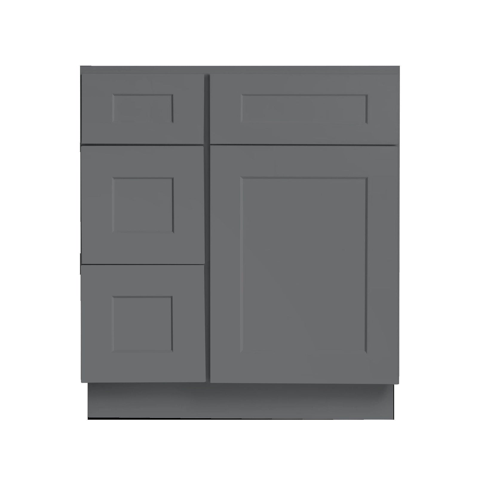 30 Inch Grey Shaker Single Sink Bathroom Vanity with Drawers on the Left