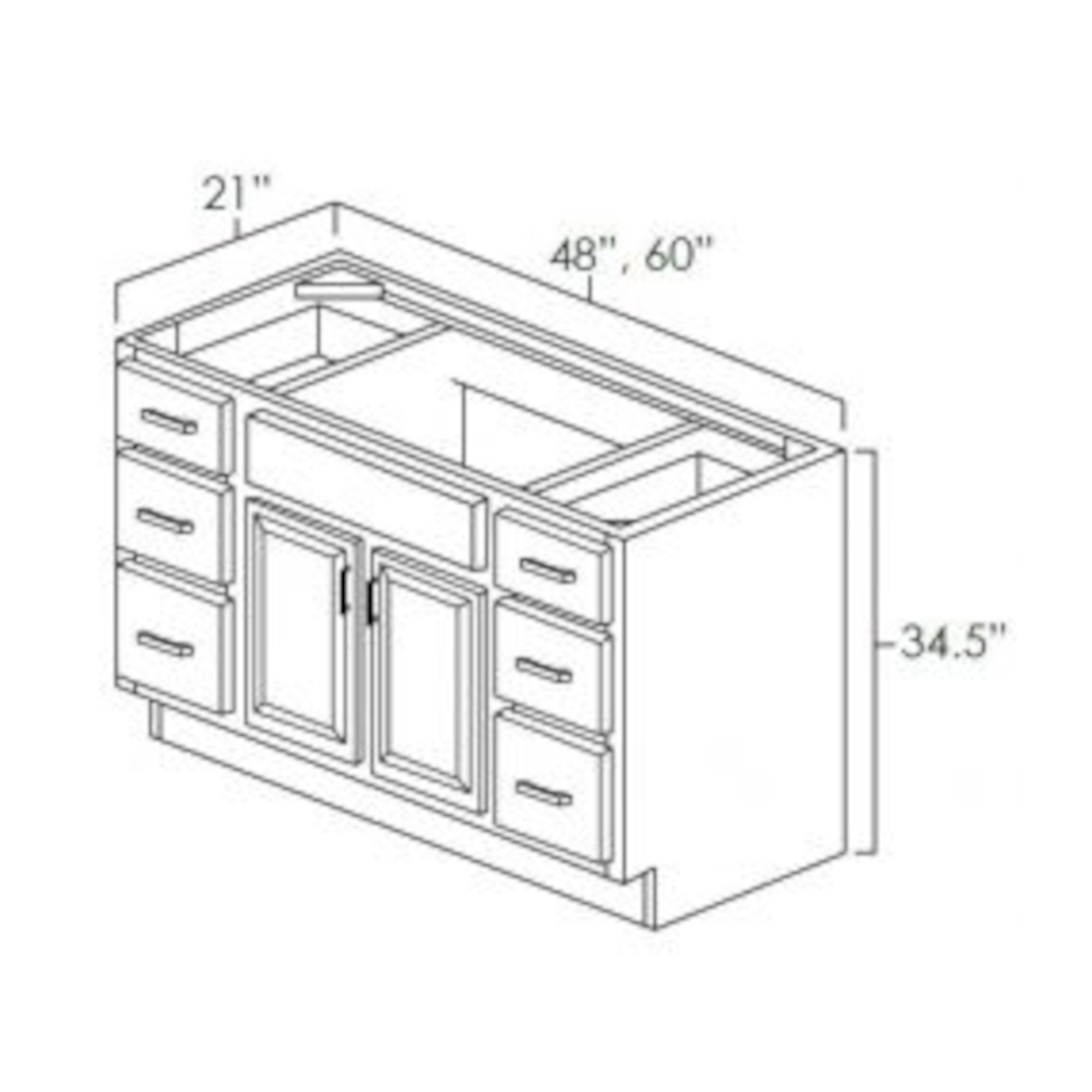 Mueble de baño con un solo lavabo y cajones de 60 pulgadas con mezclador de espresso