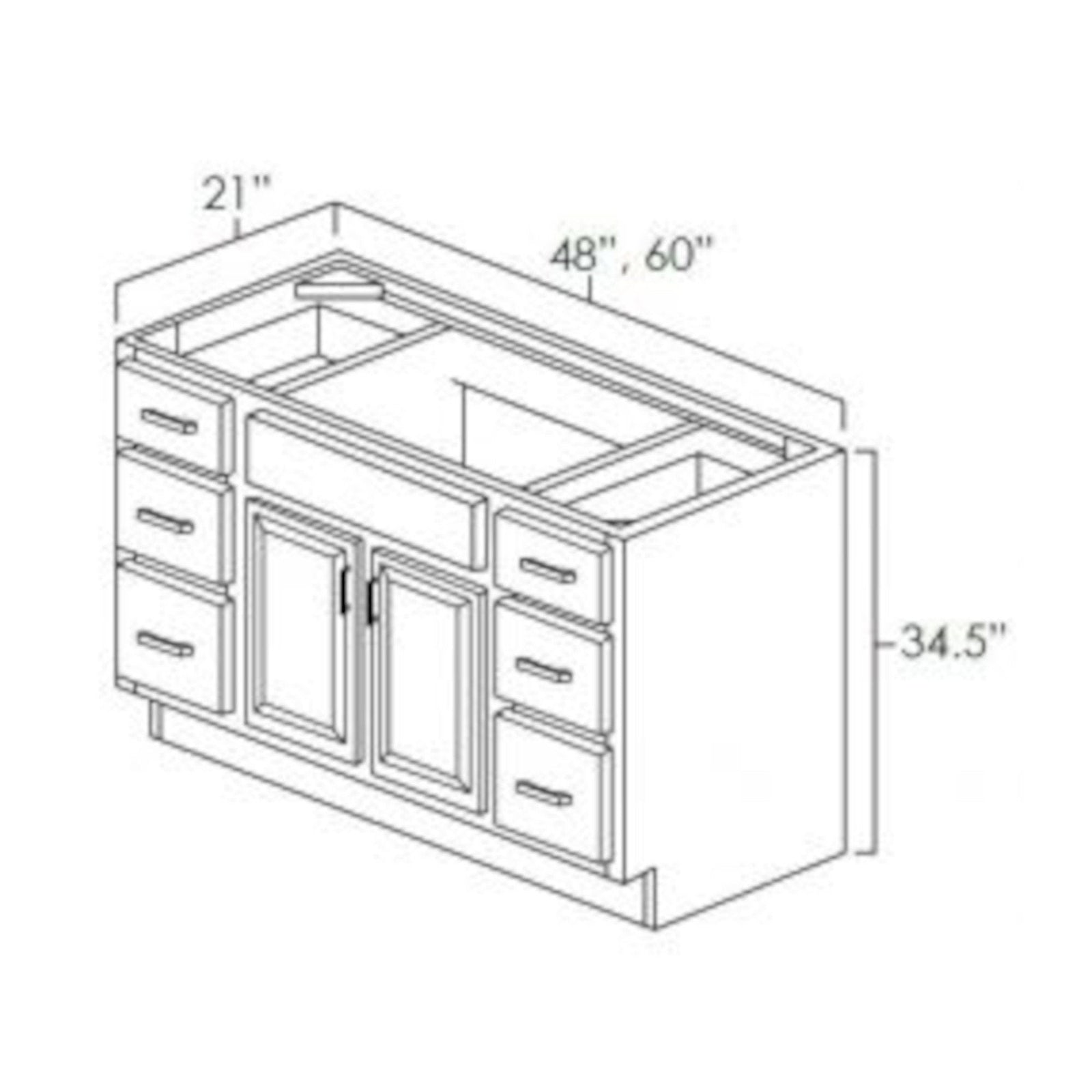 Mueble de baño con un solo lavabo y cajones de 60 pulgadas con mezclador de espresso