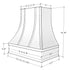 White Range Hood With Curved Strapped Front and Decorative Trim - 30", 36", 42", 48", 54" and 60" Widths Available