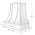Campana extractora blanca con frente curvo con tiras y borde en forma de bloque: anchos disponibles de 30", 36", 42", 48", 54" y 60"