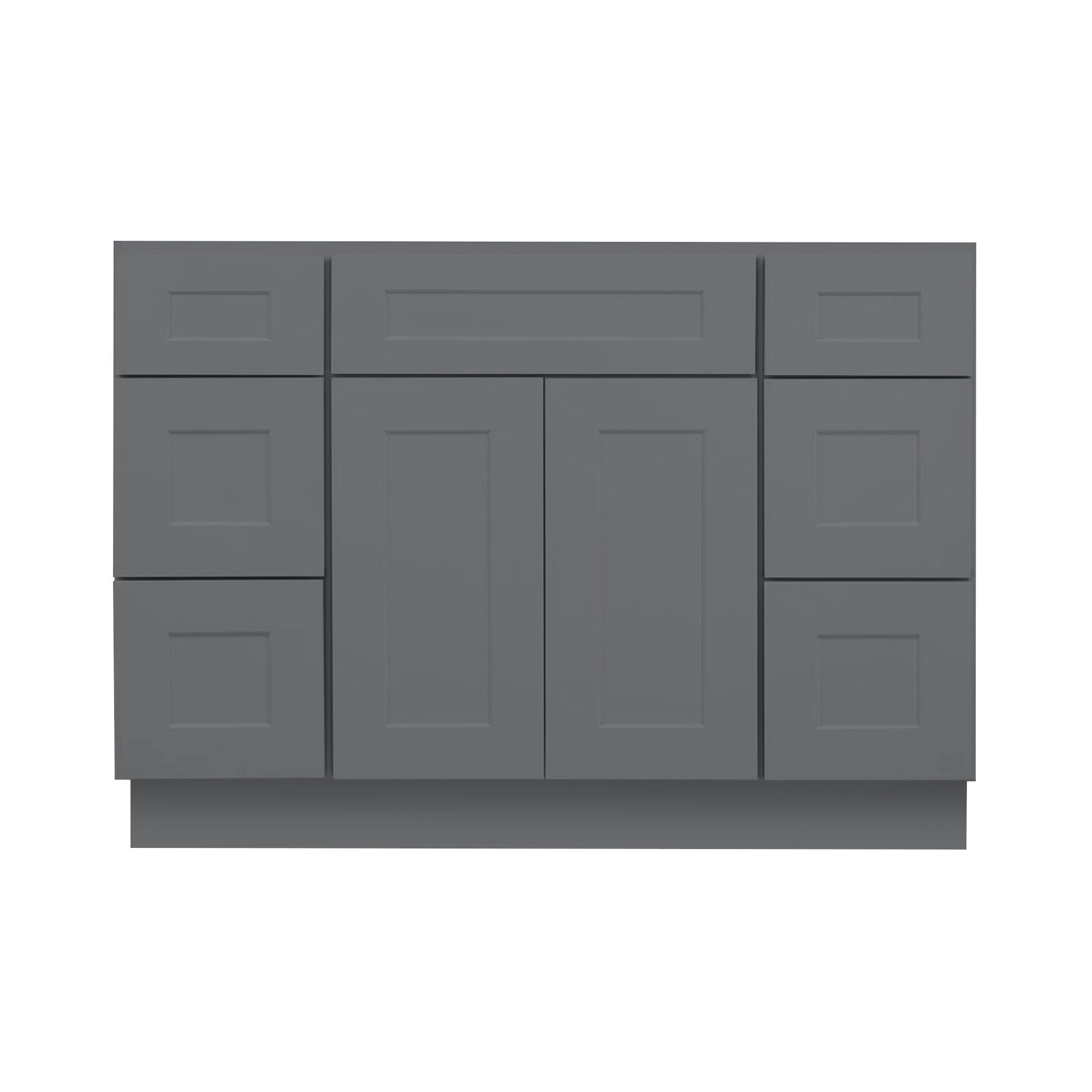 Mueble de baño gris Shaker de 60 pulgadas con lavabo individual y cajones