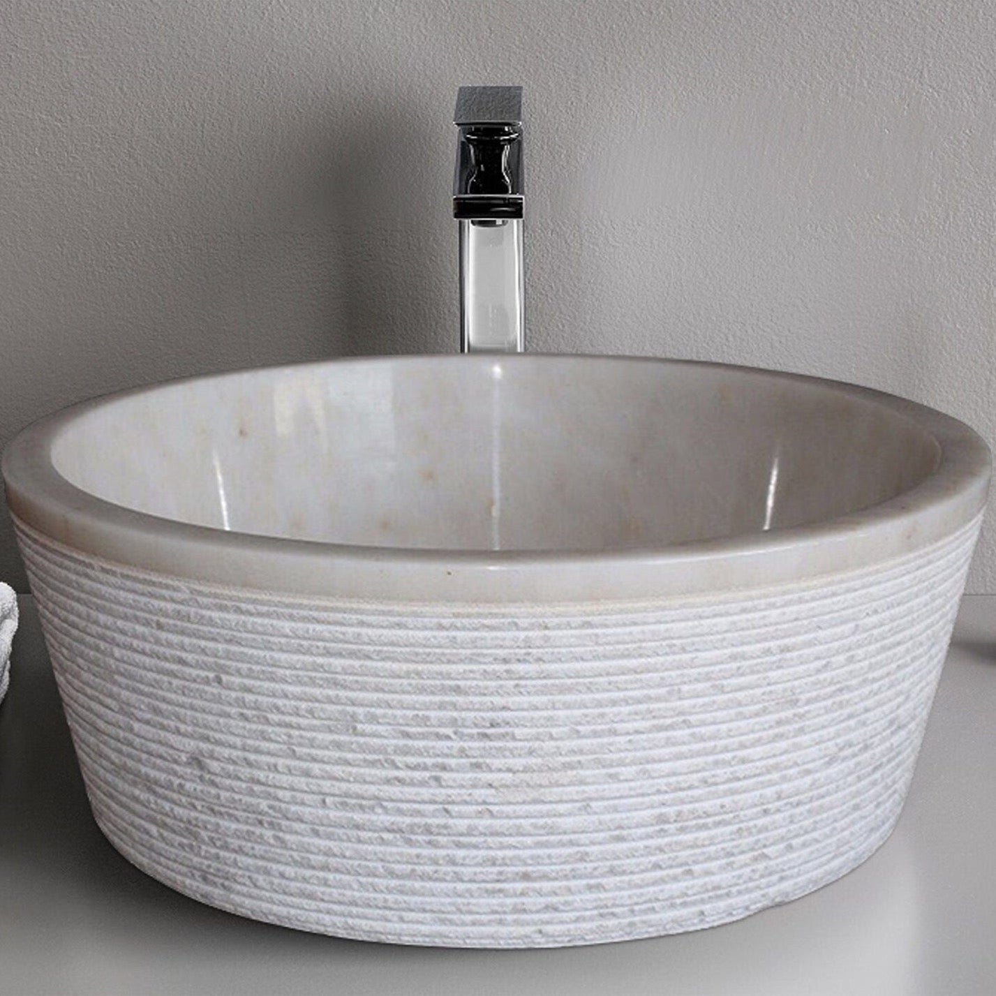 Lavabo cónico de mármol azucarado europeo sobre tocador (diámetro de 16