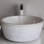 Lavabo cónico de mármol azucarado europeo sobre tocador (diámetro de 16" y alto de 6")