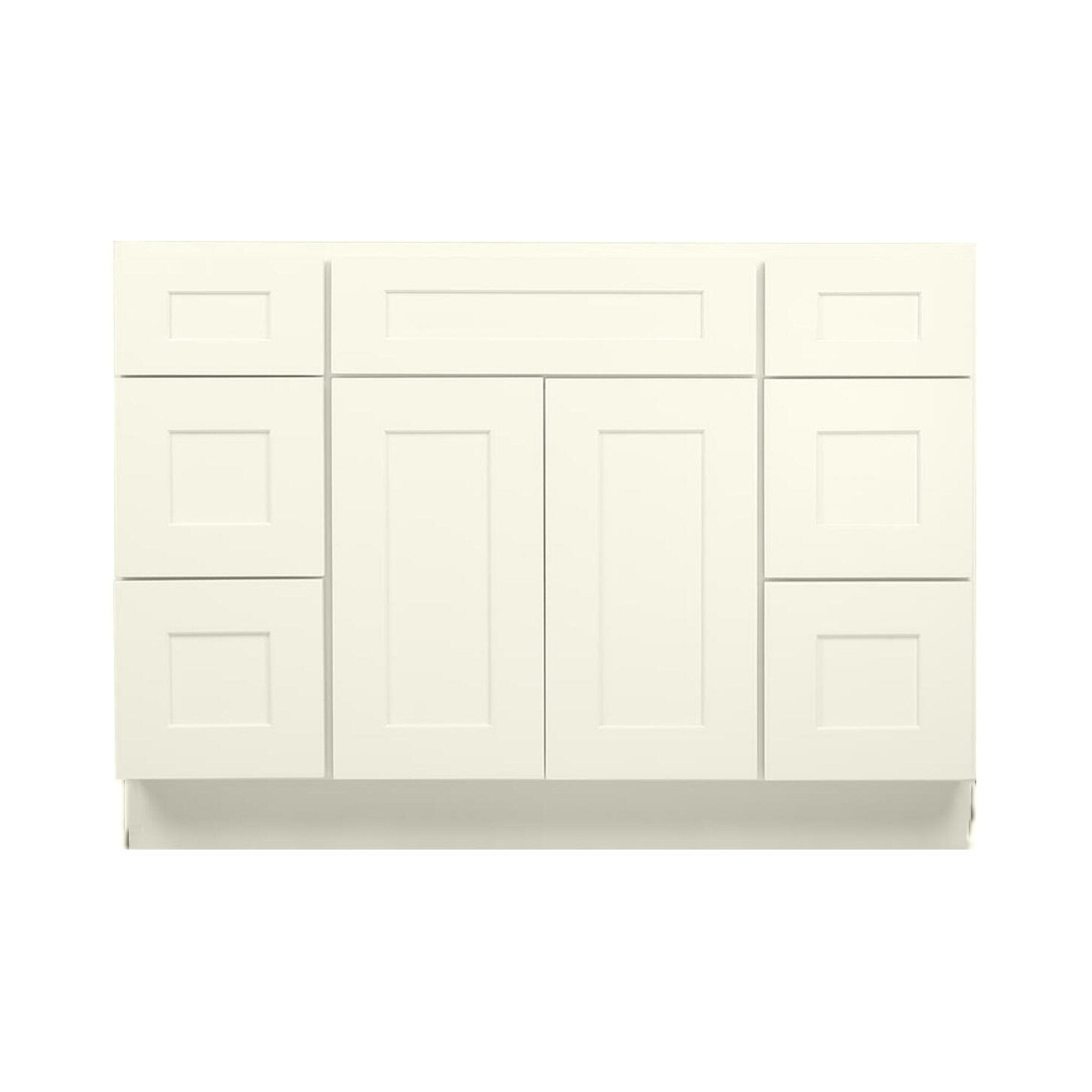 Mueble de baño con lavabo individual estilo shaker blanco antiguo de 48 pulgadas y cajones