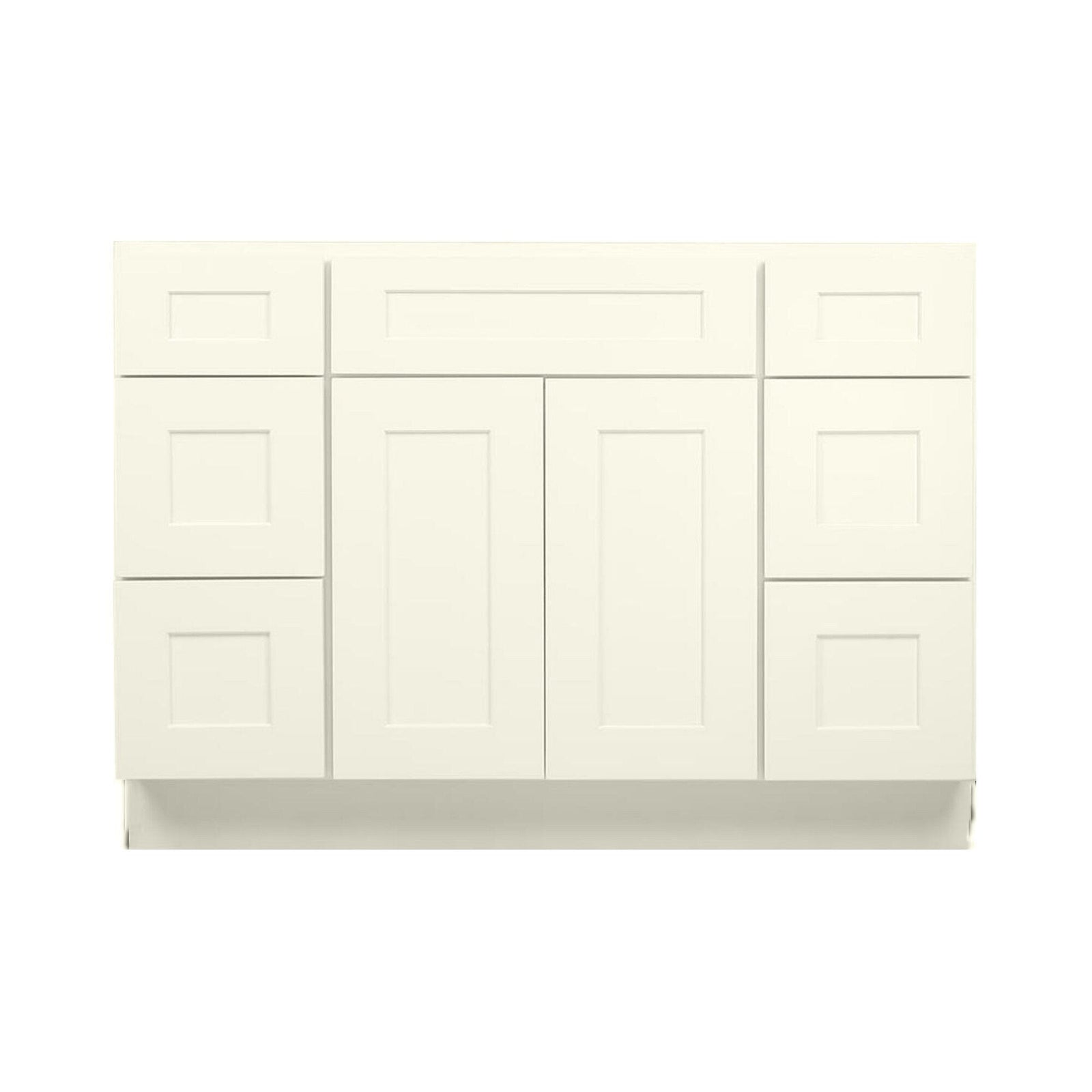 Mueble de baño con lavabo individual estilo shaker blanco antiguo de 48 pulgadas y cajones
