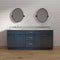 Mueble de baño con dos lavabos y cajones de color azul marino de 72 pulgadas
