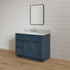 Mueble de baño de 36 pulgadas con lavabo individual en color azul marino y cajones a la izquierda