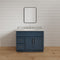 Mueble de baño de 36 pulgadas con lavabo individual en color azul marino y cajones a la izquierda