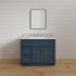 Mueble de baño de 36 pulgadas con lavabo individual en color azul marino y cajones a la izquierda