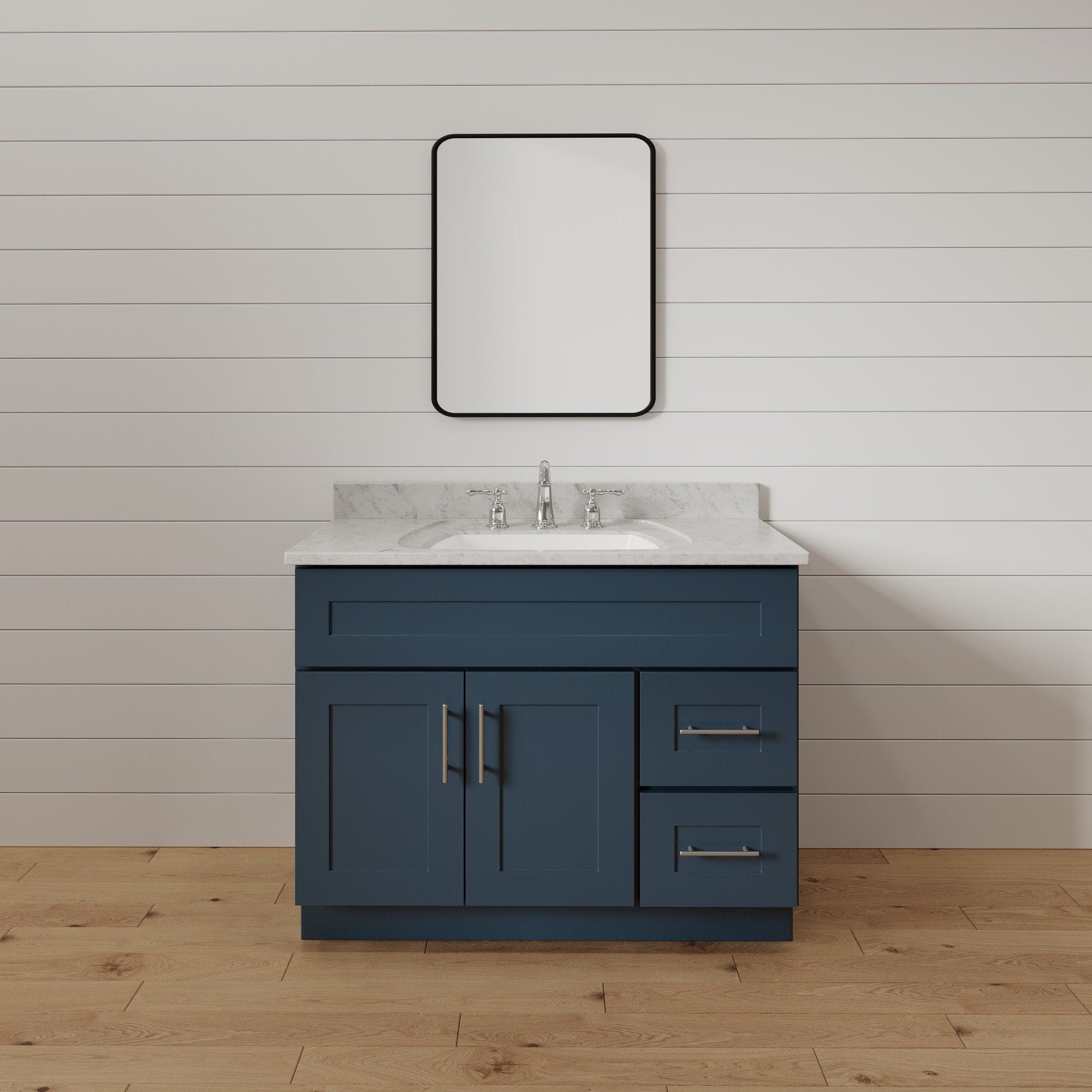 Mueble de baño con lavabo individual de 36 pulgadas, estilo shaker, color azul marino