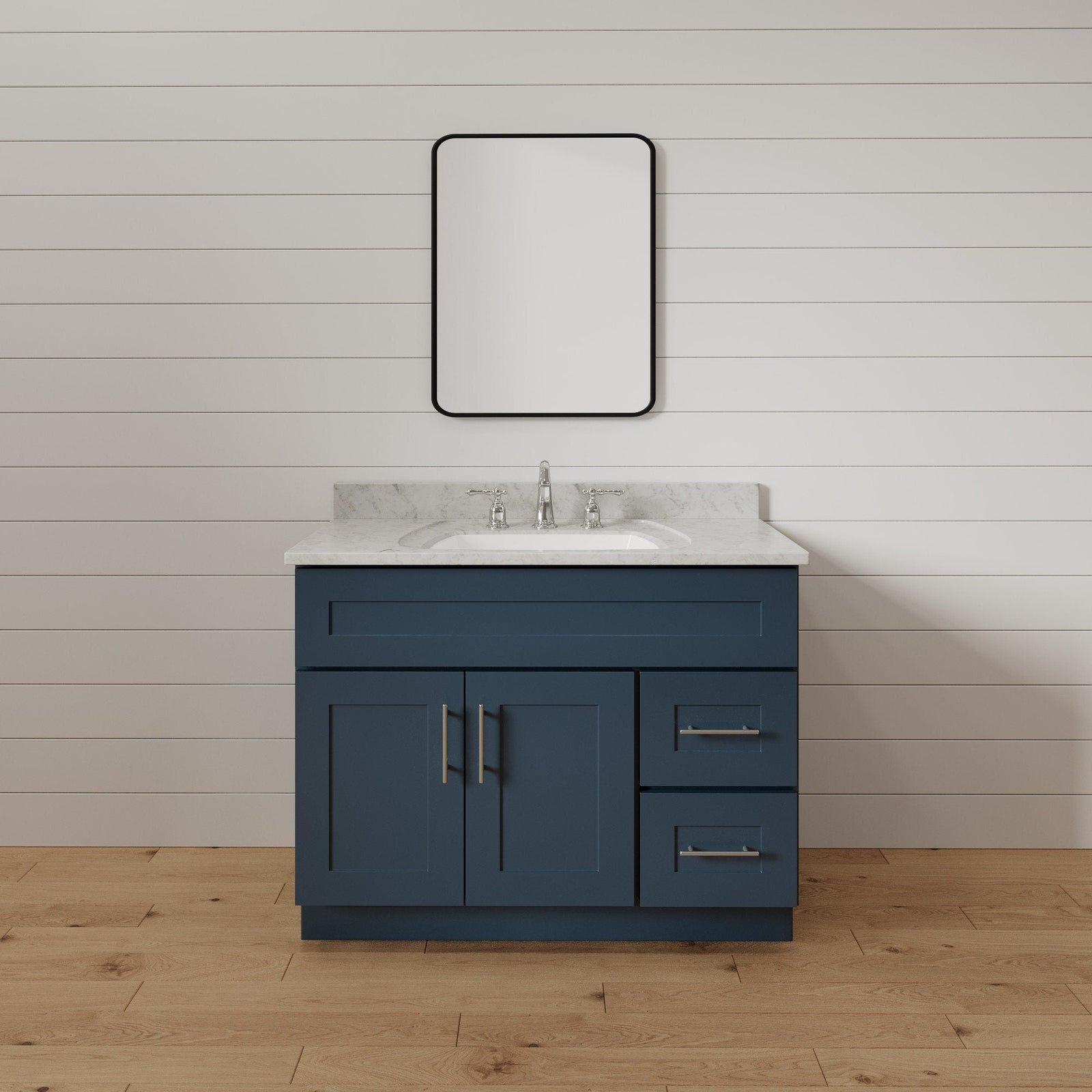 Mueble de baño con lavabo individual de 36 pulgadas, estilo shaker, color azul marino