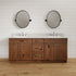 Mueble de baño rústico de 60 pulgadas con dos lavabos y cajones