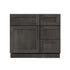 Mueble de baño de 30 pulgadas con lavabo individual y cajones a la derecha, de color gris