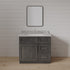 Mueble de baño de 30 pulgadas con lavabo individual y cajones a la derecha, de color gris