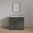 Mueble de baño de 30 pulgadas con lavabo individual y cajones a la izquierda, de color gris