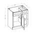 Mueble de baño de 30 pulgadas con lavabo individual y cajones a la derecha, de color gris