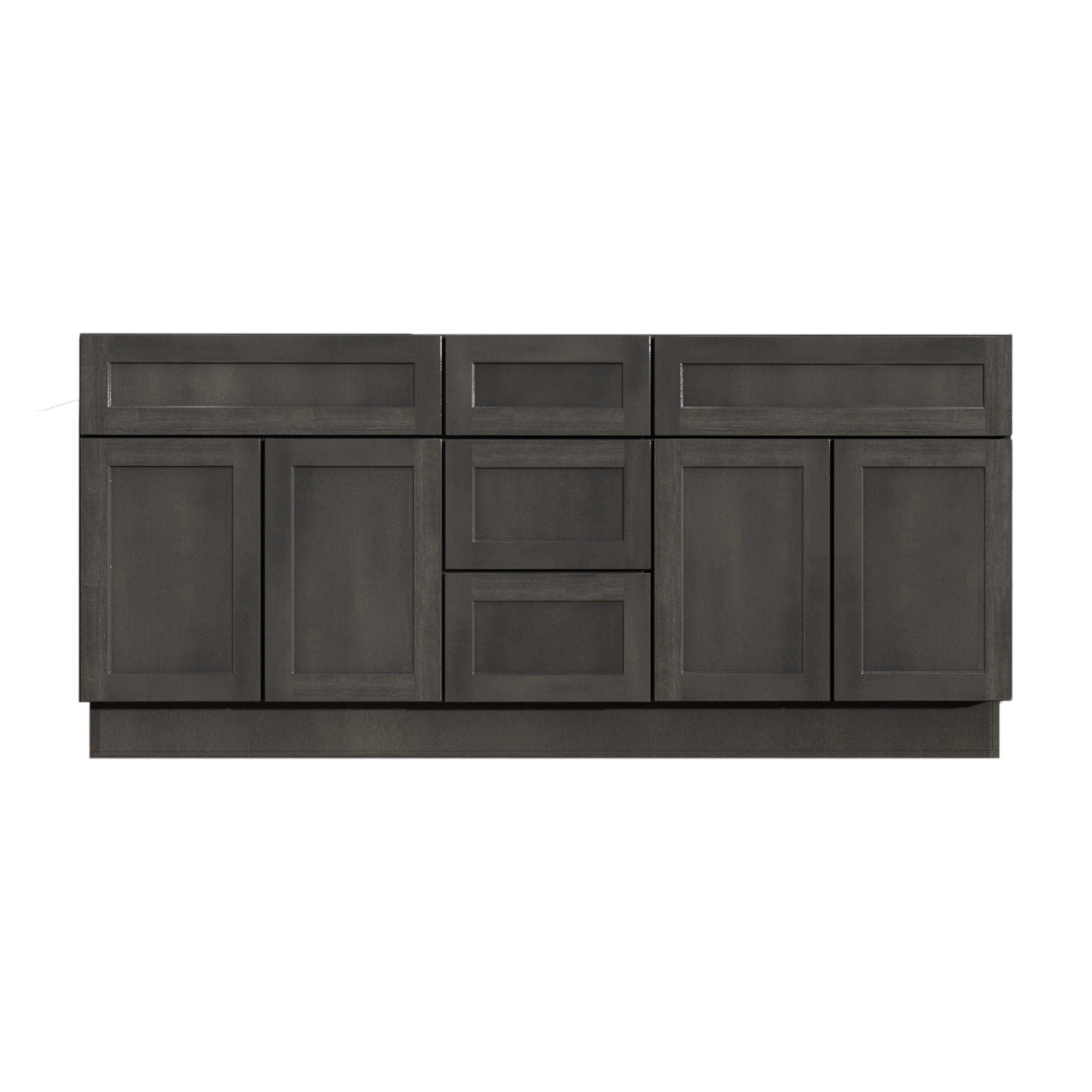 Mueble de baño con dos lavabos y cajones de 72 pulgadas, teñido en gris