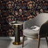 Chinoiserie Wallpaper with Dragons and Roses in Blue, Brown, and Orange - D879