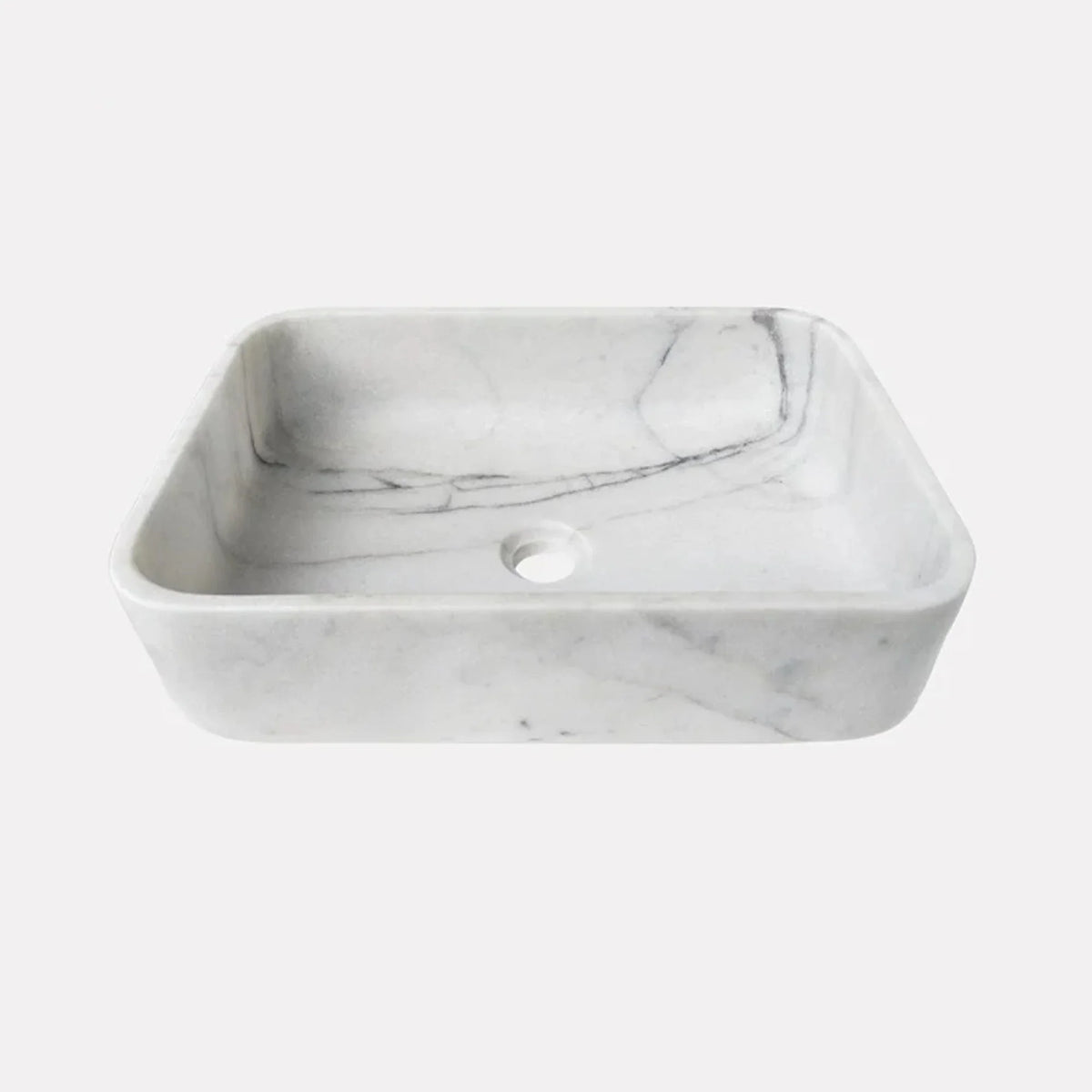 Lavabo rectangular para baño de mármol Calacatta blanco sobre tocador (largo) 18" (ancho) 12" (alto) 6"