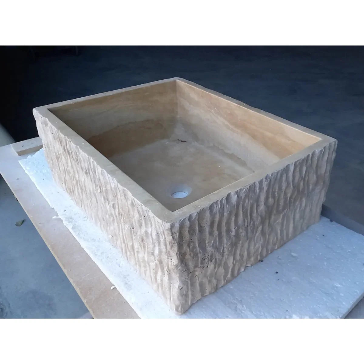 Lavabo rectangular de travertino de piedra natural sobre lavabo de baño (ancho) 23