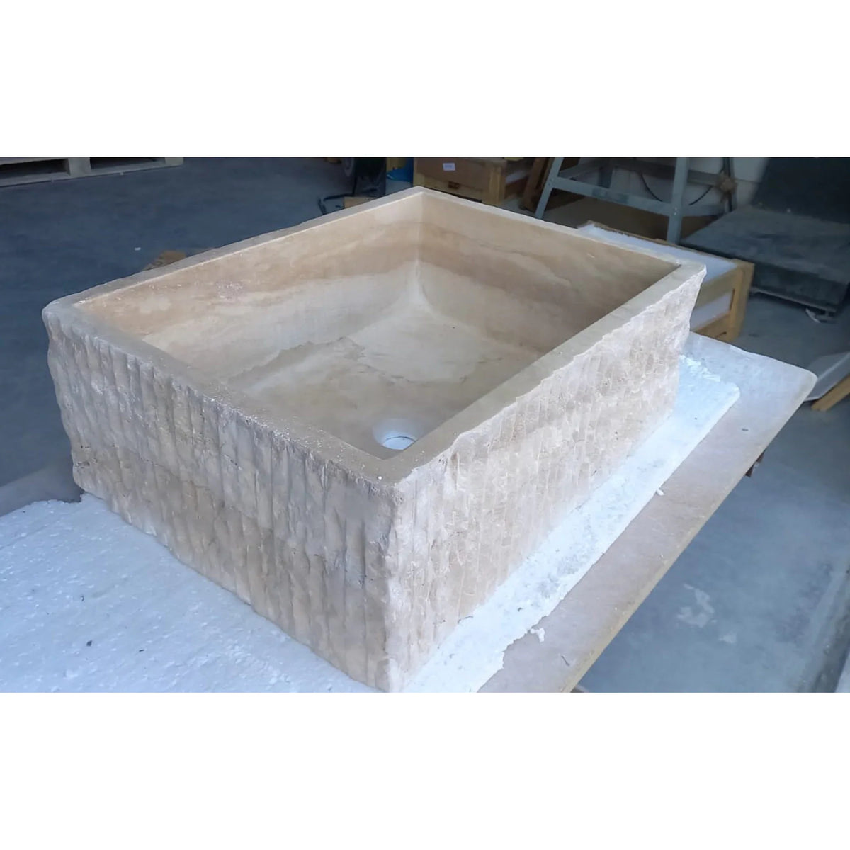 Lavabo rectangular de travertino de piedra natural sobre lavabo de baño (ancho) 23