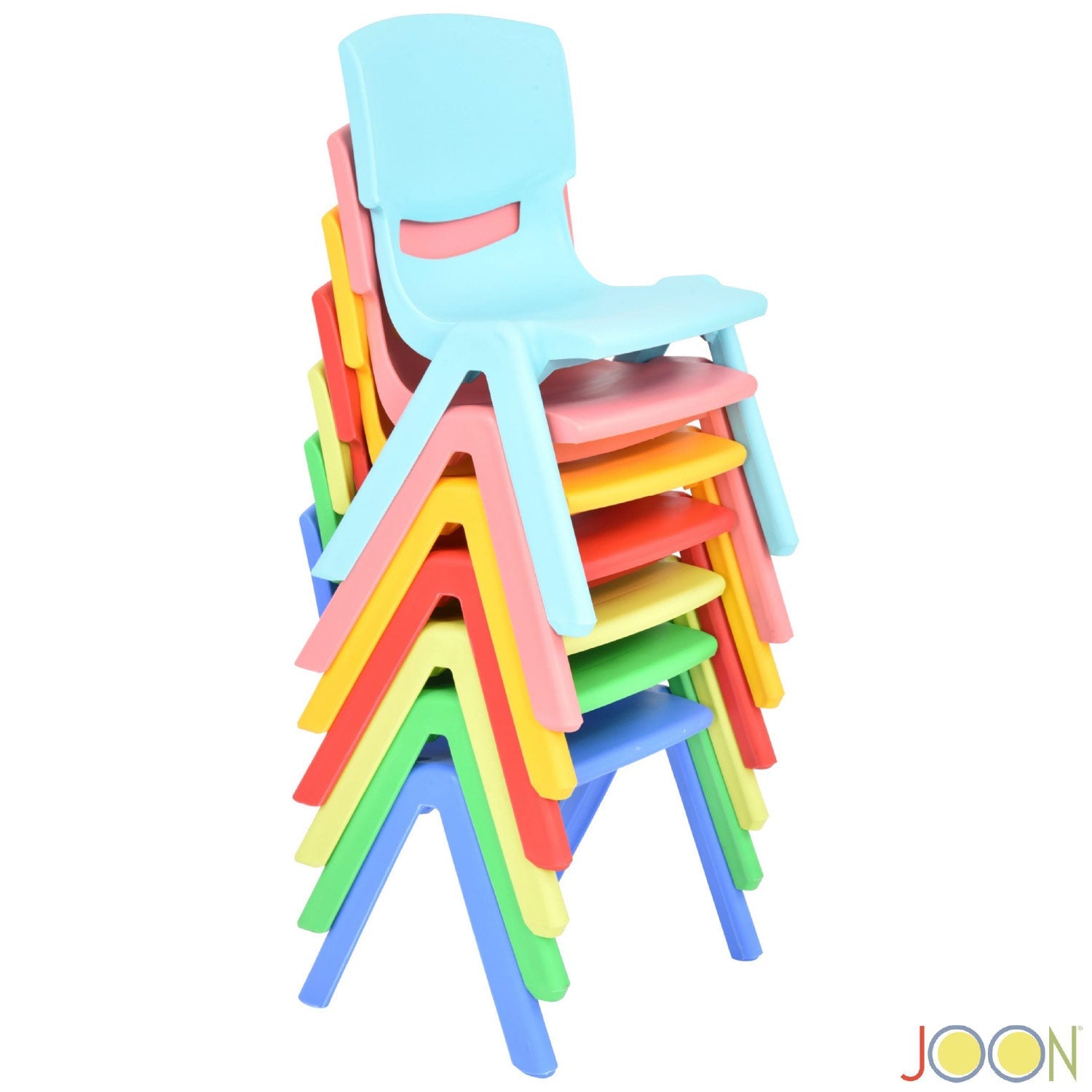 Sillas de aprendizaje apilables de plástico para niños JOON, azul, 20,5 x 12,75 x 11 pulgadas, paquete de 2 (paquete de 2)