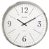 PREMIUS Round Decorative and Minimalist Clean Lines Wall Clock, Silver, 14 Inches