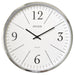 PREMIUS Round Decorative and Minimalist Clean Lines Wall Clock, Silver, 14 Inches