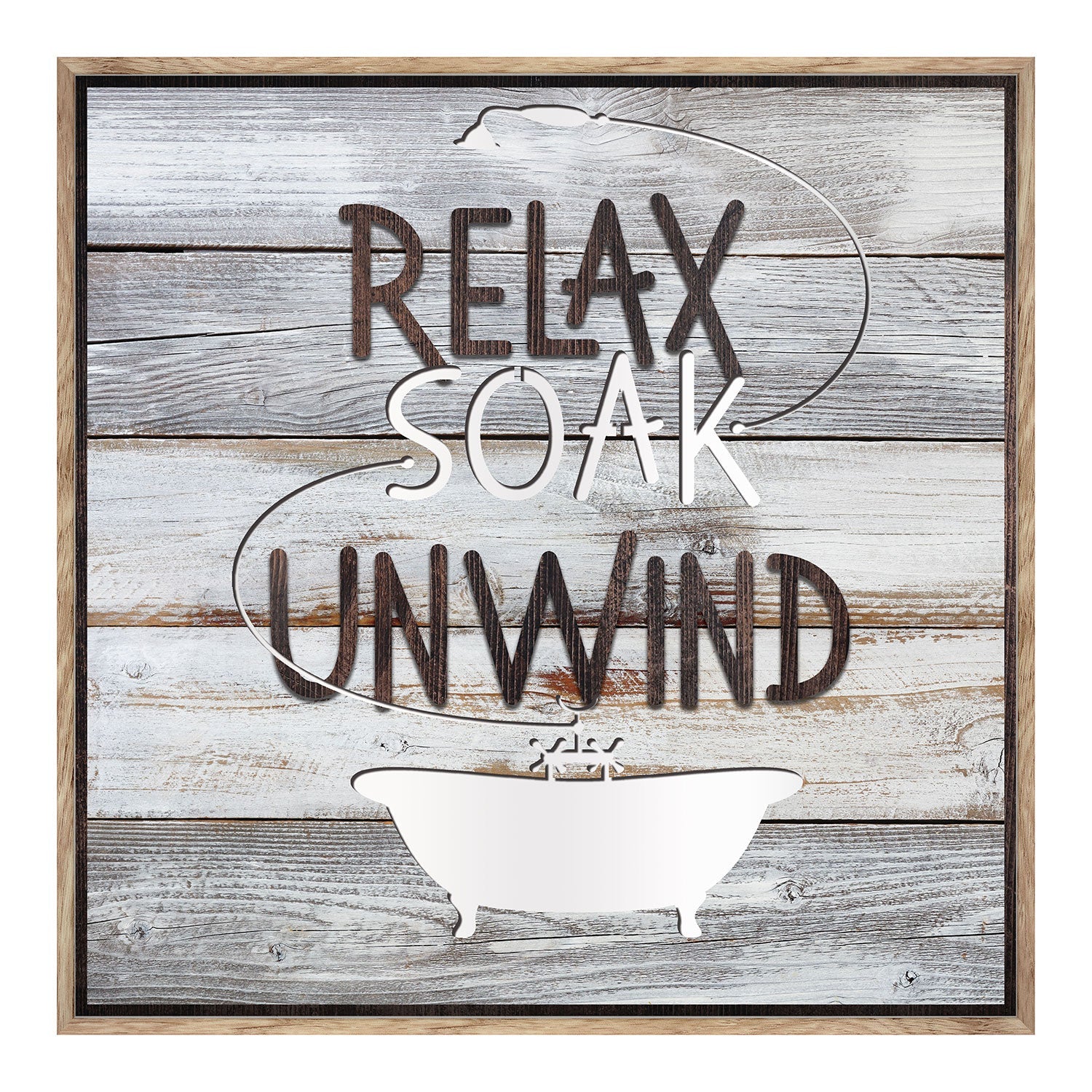 Premius Relax, Soak, Unwind Bathroom Wall Decor, 14x14 Inches