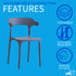 Sillas de comedor apilables de plástico para piscina Just Relax Jasper, para interior y exterior, paquete de 4
