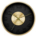 Premius Electro Plated Metal Wall Clock, Black-Gold, 16 Inches