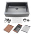 Fregadero de cocina Zeek Farmhouse Workstation de un solo tazón en color bronce mate y negro de 33" con accesorios y revestimiento PVD Nano Tech ENZO ZA-B332