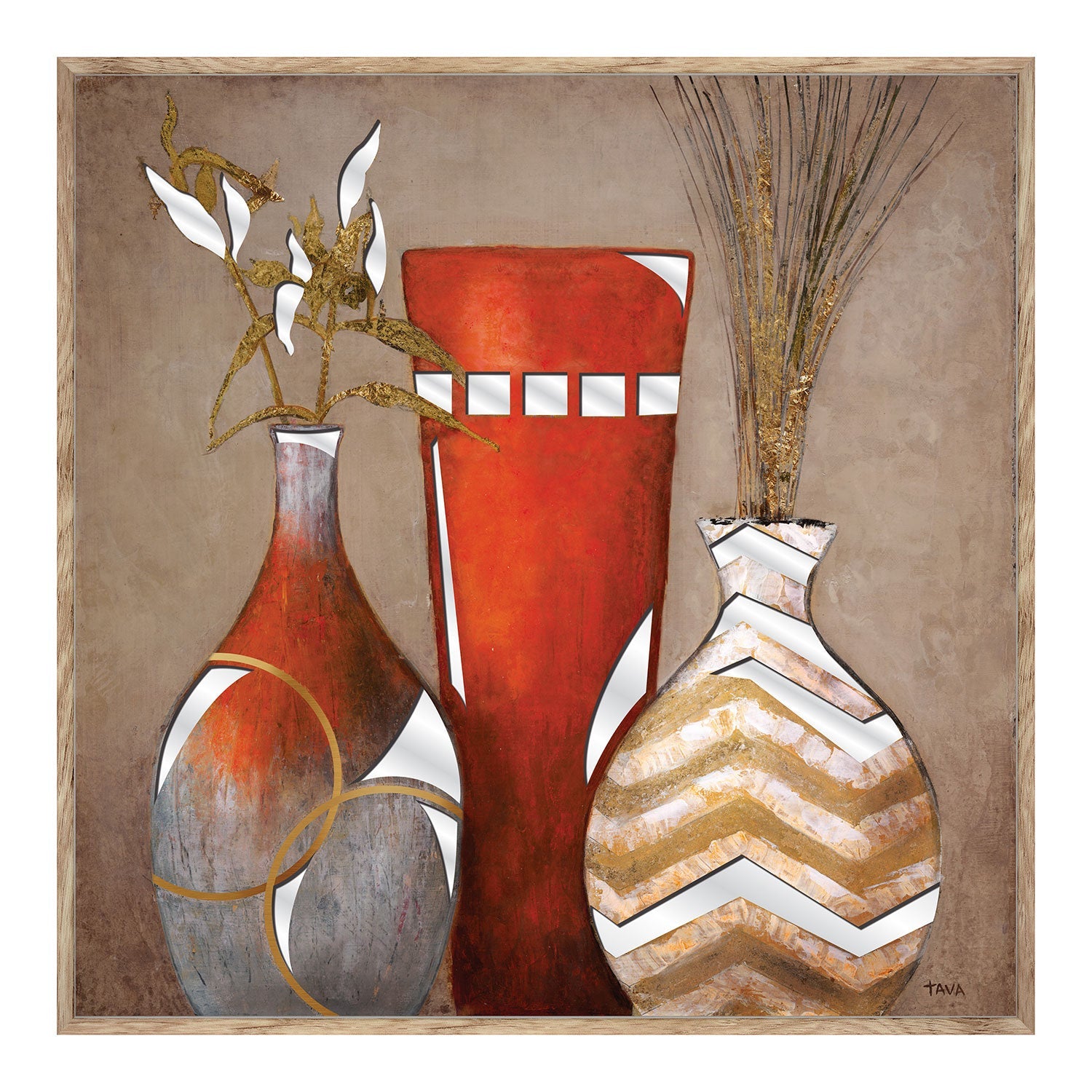Premius Portofino Vases II With Mirror Cutouts, 14x14 Inches