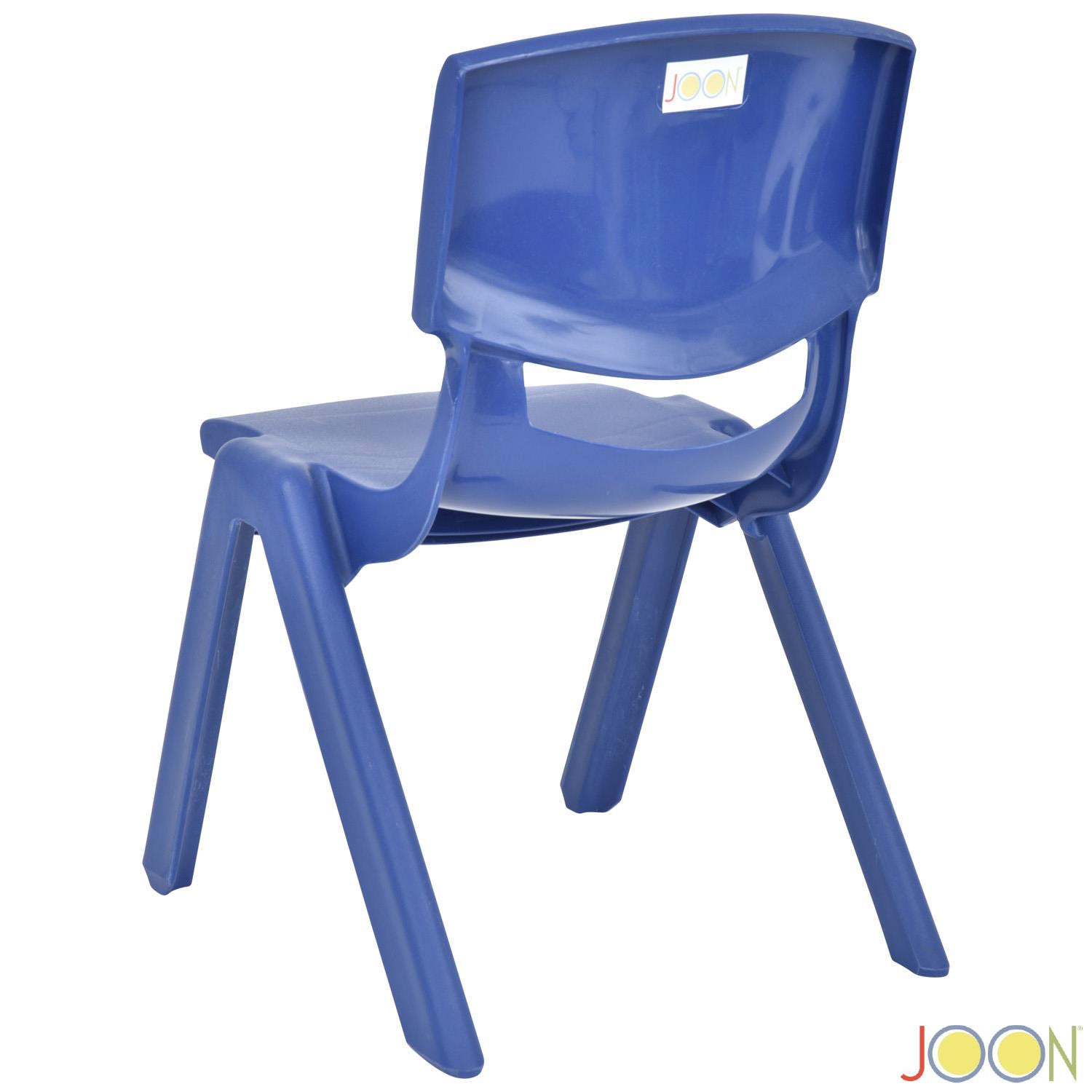 Sillas de aprendizaje apilables de plástico para niños JOON, azul oscuro, 20,5 x 12,75 x 11 pulgadas, paquete de 2 (paquete de 2)