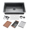 Fregadero de cocina Zeek Workstation de 32" de un solo tazón, color bronce mate, negro, para empotrar bajo encimera, con accesorios, revestimiento PVD Nano Tech ENZO ZW-B329