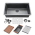 Fregadero de cocina Zeek Workstation de 32" de un solo tazón, color bronce mate, negro, para empotrar bajo encimera, con accesorios, revestimiento PVD Nano Tech ENZO ZW-B329