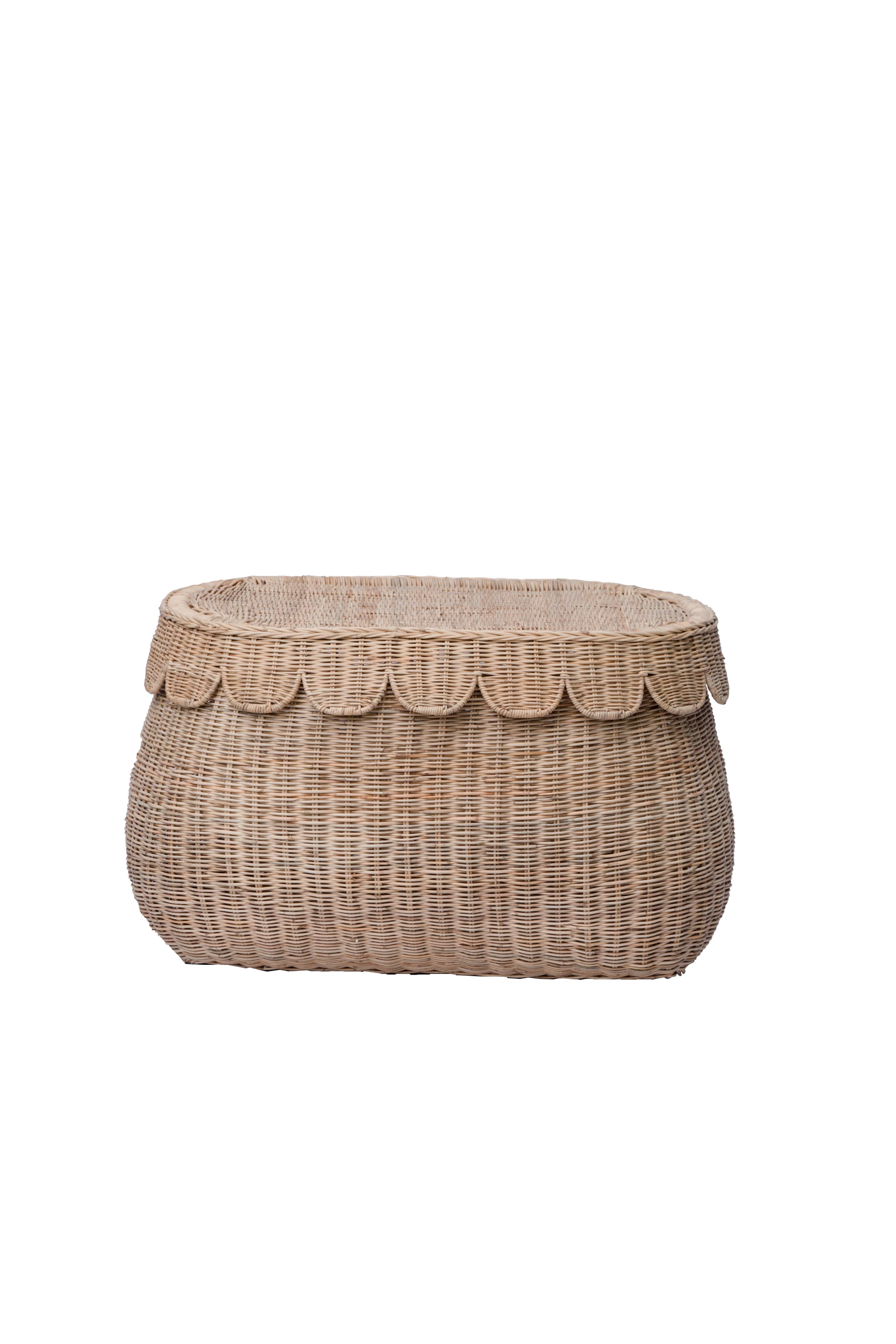 Scalloped Rattan Basket - Small - Pre-Sale