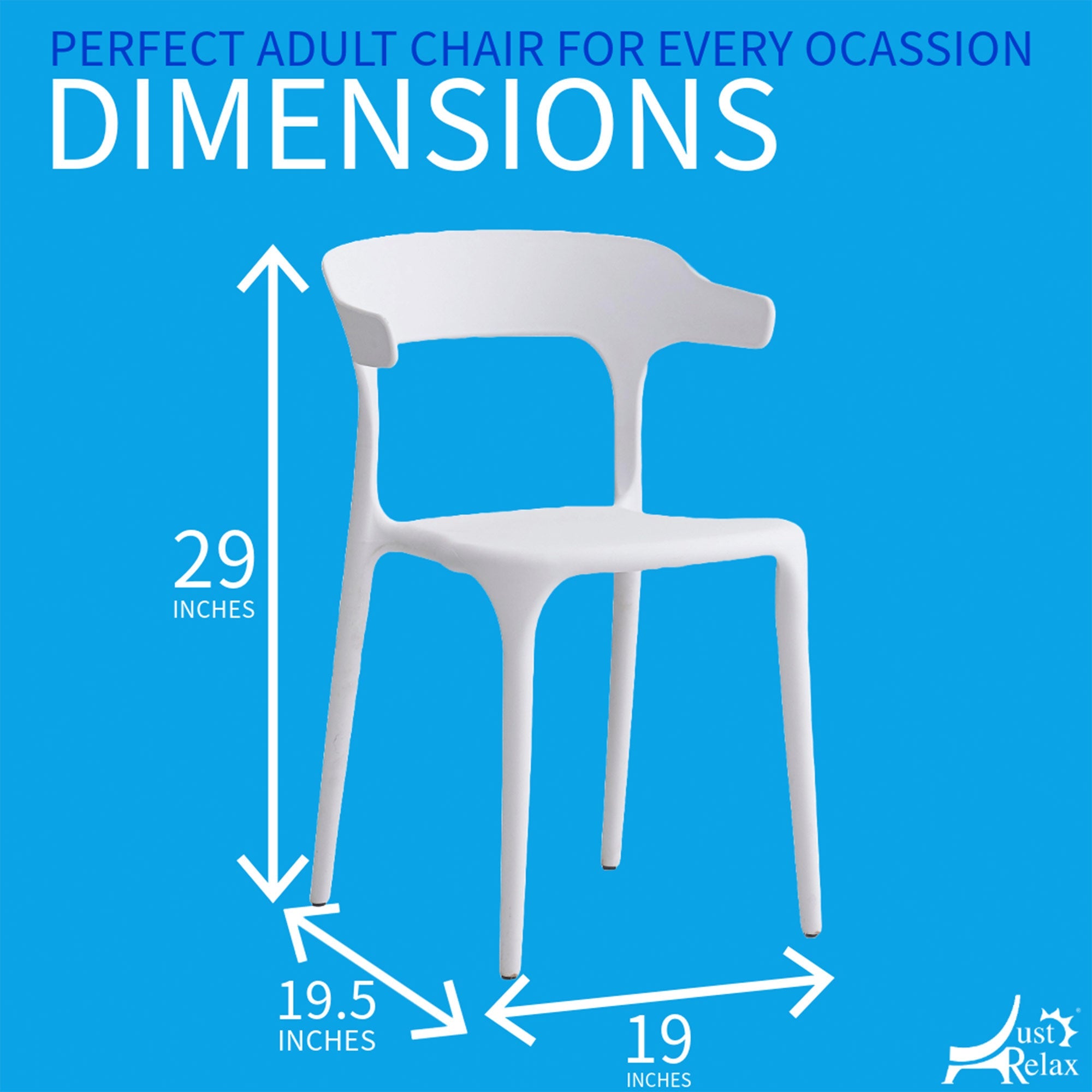 Sillas de comedor apilables de plástico para piscina Just Relax Jasper, para interior y exterior, paquete de 4