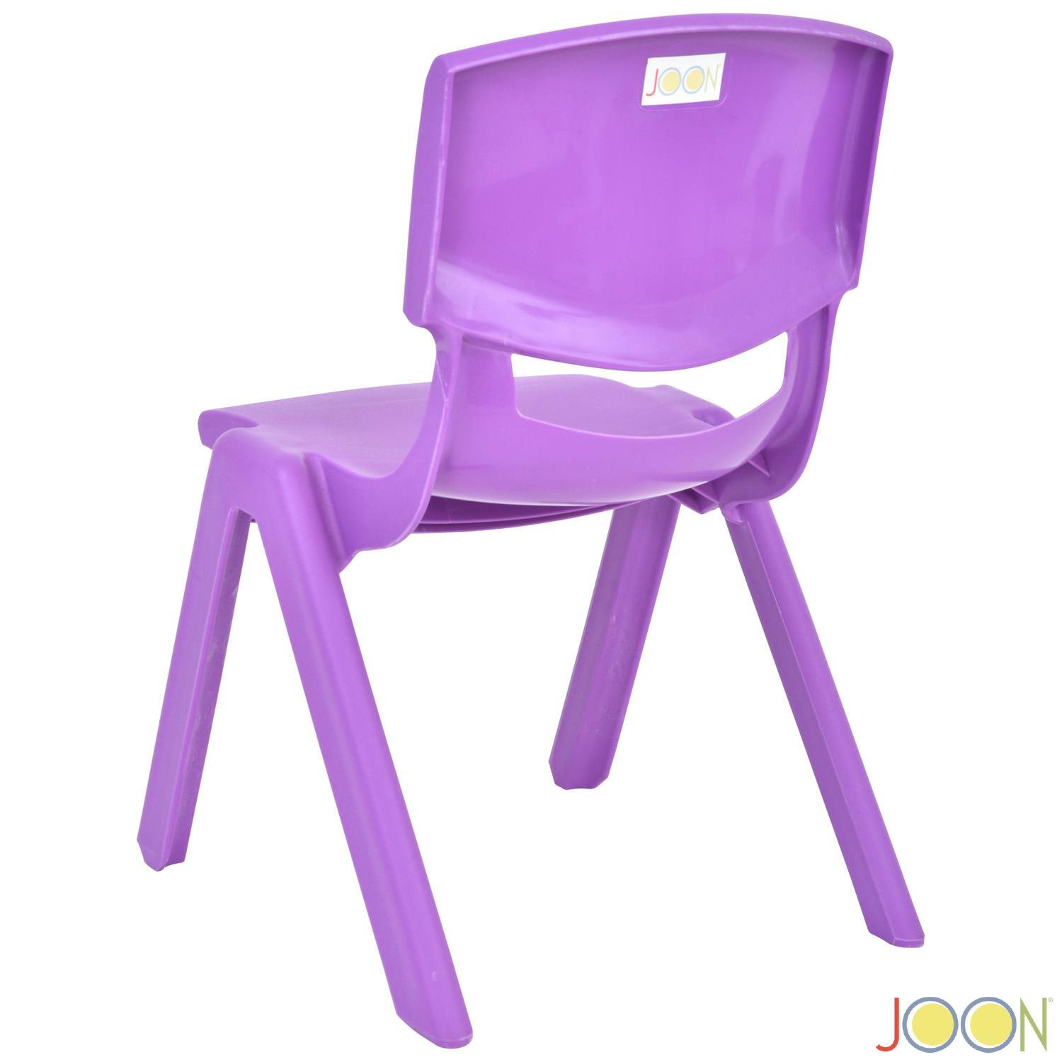 Sillas de aprendizaje apilables de plástico para niños JOON, color morado, 20,5 x 12,75 x 11 pulgadas, paquete de 2 (paquete de 2)
