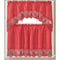 Jovie  Christmas Tree Kitchen Curtain Set with Fringes, Red, Swag Valance 60x36, Tiers 30x36 Inches