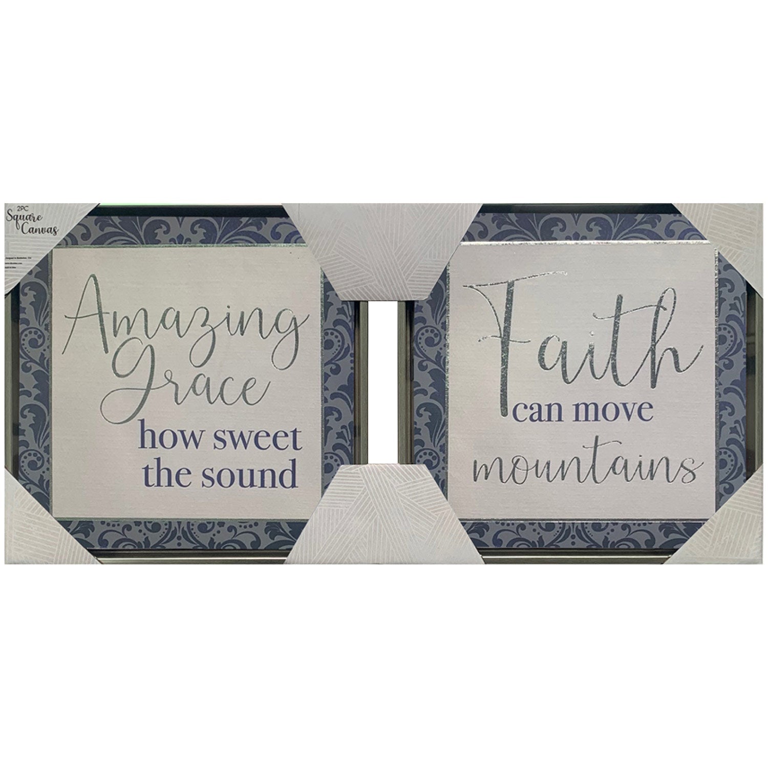 PREMIUS 2-Piece Amazing Grace And Faith Framed Wall Decor, 11x11 Inches Each