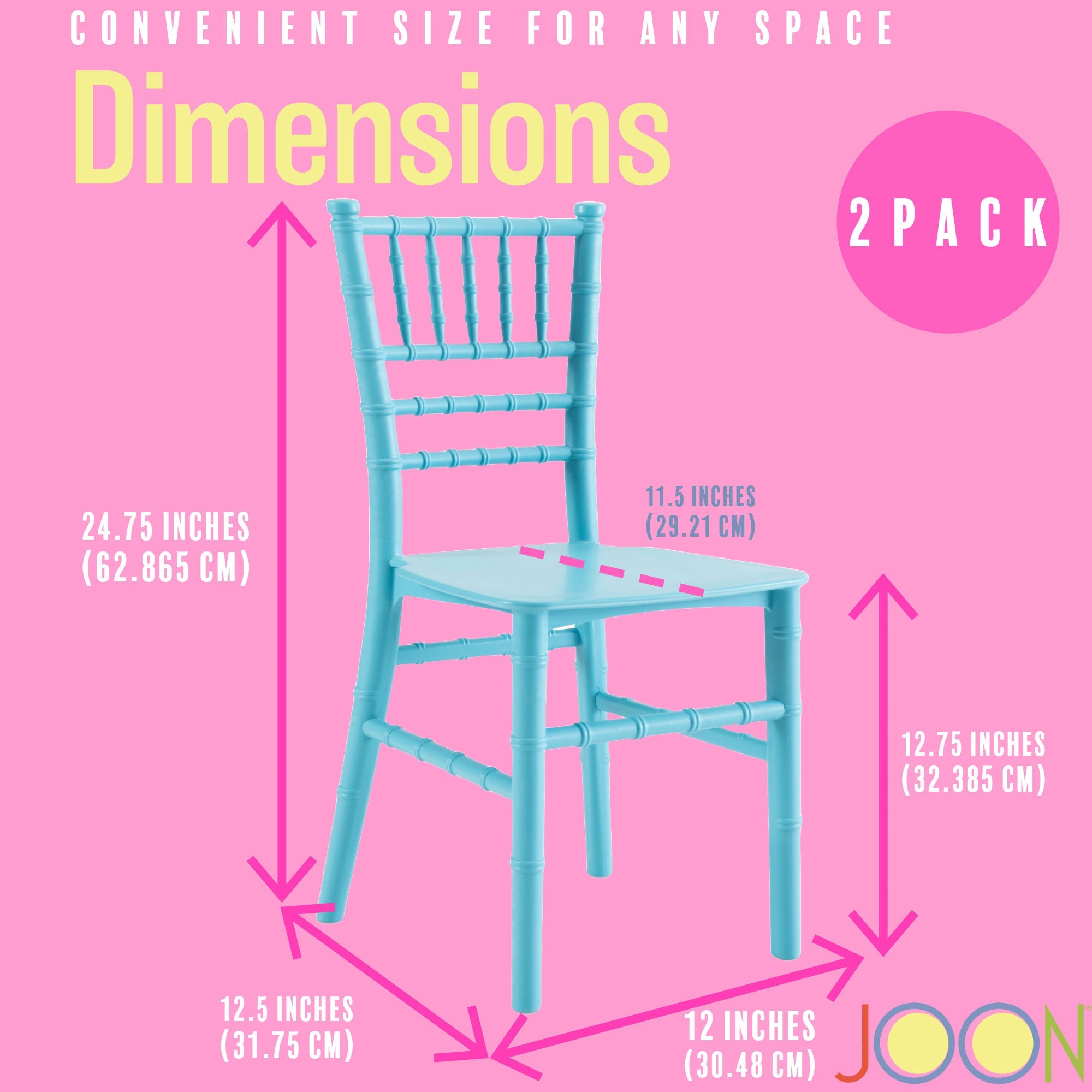 Sillas Tiffany Chiavari para niños JOON, paquete de 2, 25 x 13 x 14,5 pulgadas