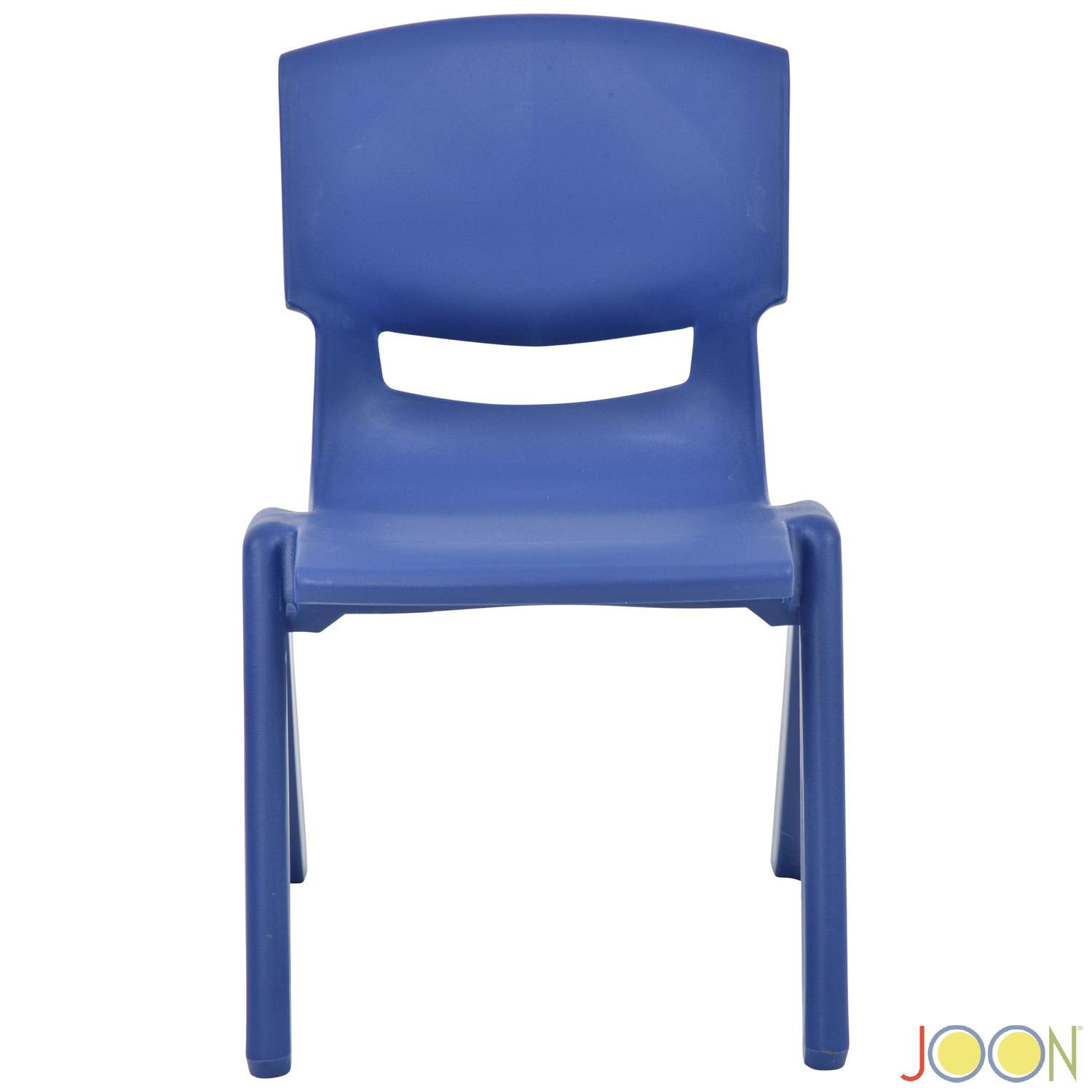 Sillas de aprendizaje apilables de plástico para niños JOON, azul oscuro, 20,5 x 12,75 x 11 pulgadas, paquete de 2 (paquete de 2)