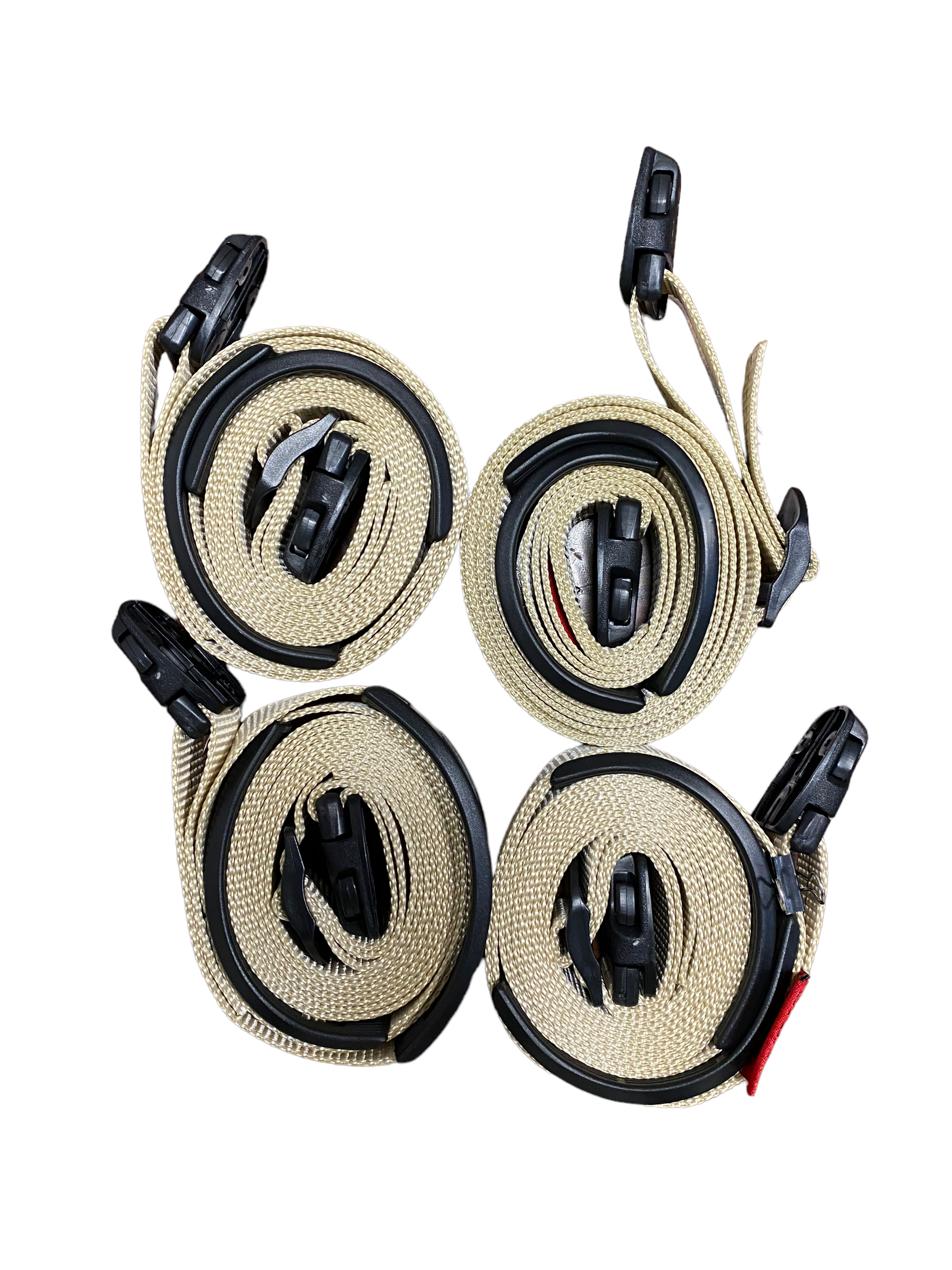 Correas de viento ajustables para cubierta de jacuzzi con hebilla ACW color canela de 3 m | 2 kits completos