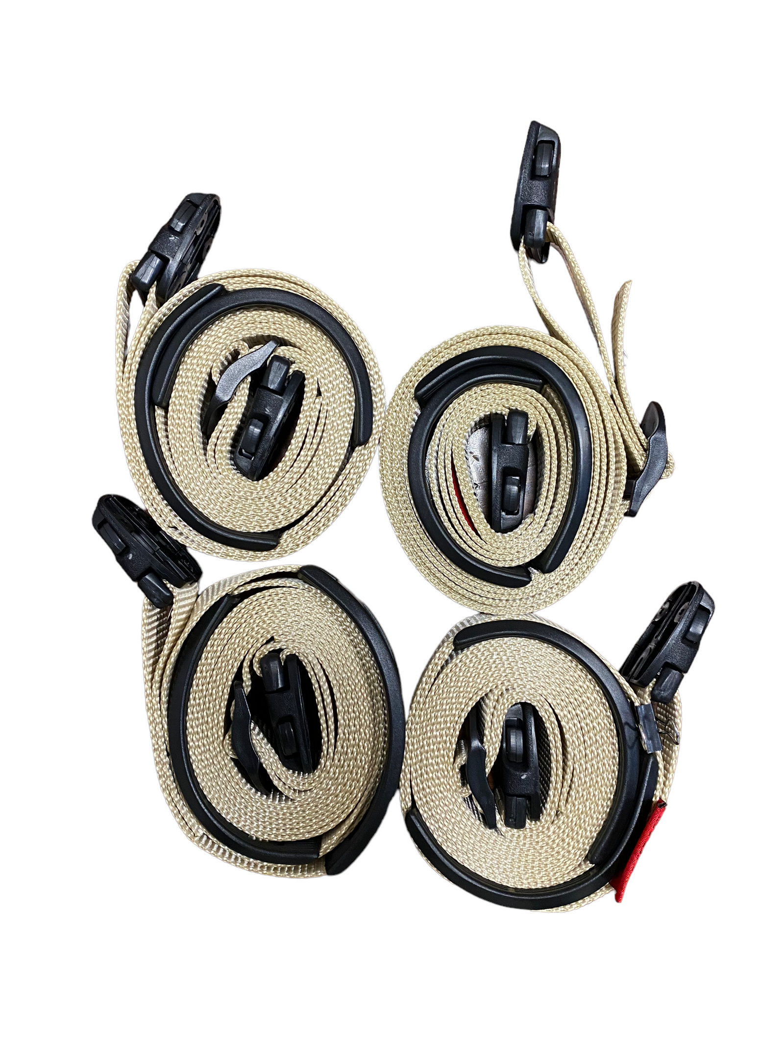 Correas de viento ajustables para cubierta de jacuzzi con hebilla ACW color canela de 3 m | 2 kits completos