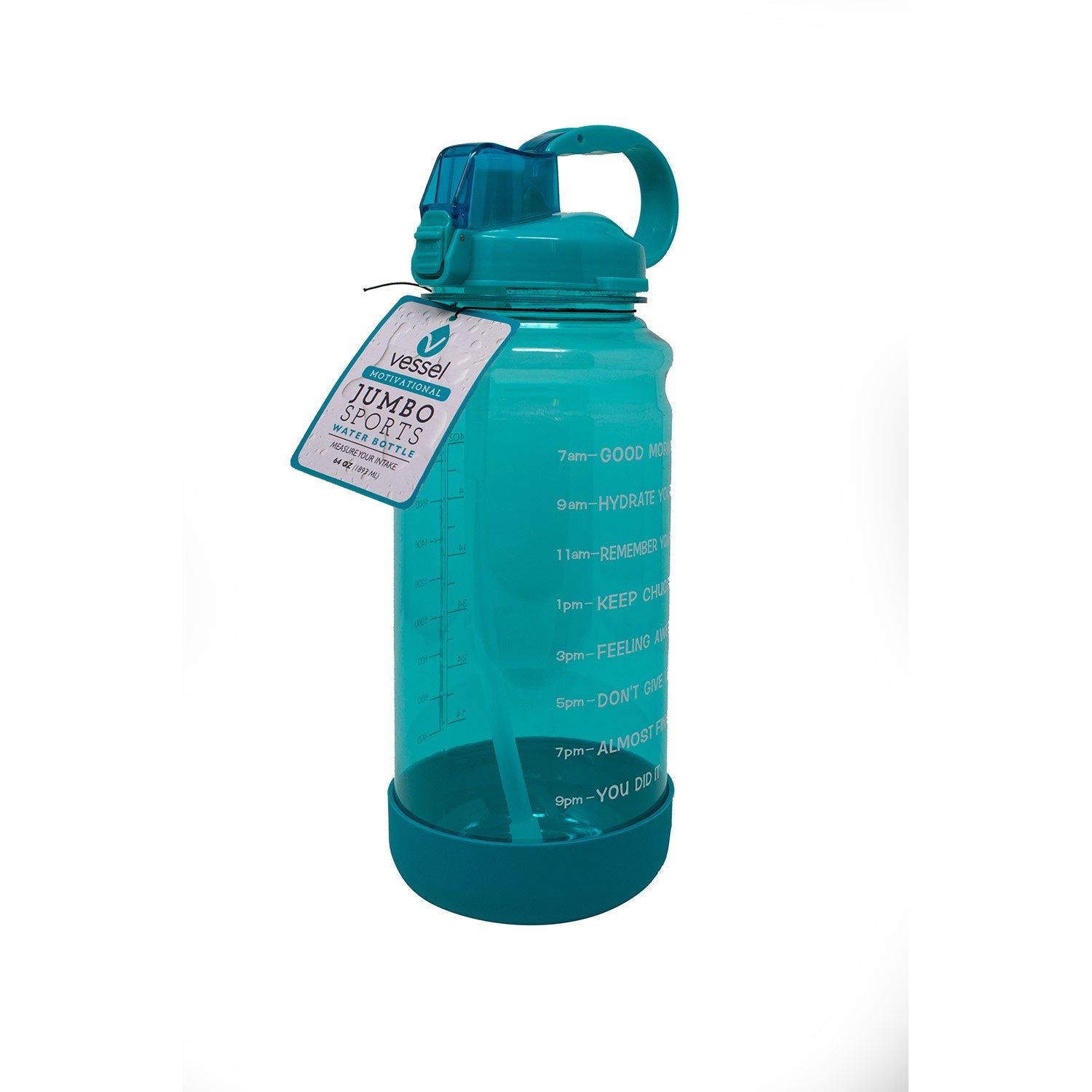 Botella de agua deportiva motivacional PREMIUS con tapa de pajita, 64 onzas